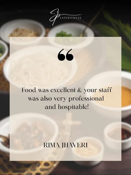 "Food was excellent & your staff was also very professional and hospitable!" We pride ourselves on our team's professionalism, and we're thrilled Rima Jhaveri had a great experience.