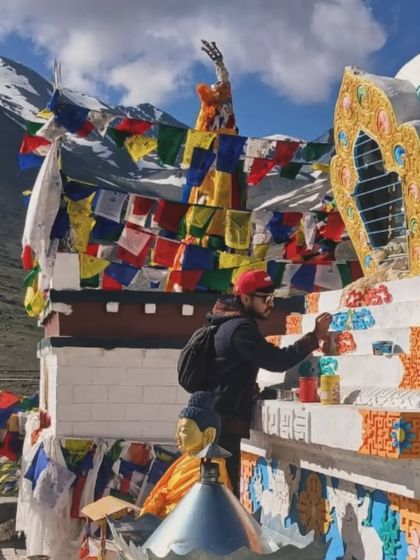 Another view of the Stupa painting in progress. Being able to use my skills to contribute to a sacred structure was a humbling and powerful experience.