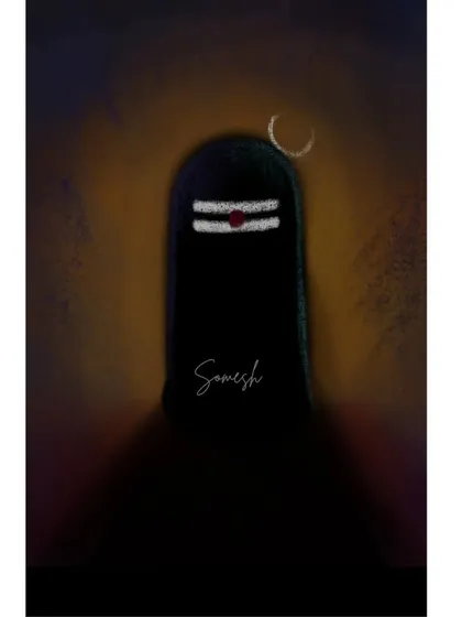 A simple and meditative digital painting of a Shivling. Sometimes the most powerful statements are the quietest. I wanted to create a feeling of devotion and peace with this dark, focused artwork. Namah Shivaya.