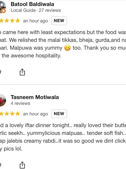 "It was so good we didn't click any pics lol." We love this review. It shows the guests were too busy enjoying the food, from Malai Tikkas to Malpuas and our tender fish.