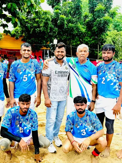 We are a family guided by experience. Here I am with my team and one of our respected seniors during the Beach National Kabaddi Championship in Bihar.