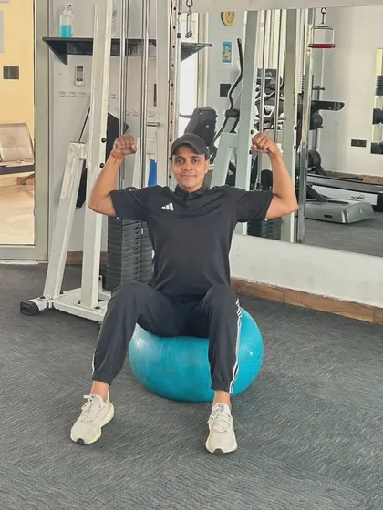 Showing off the results of dedicated core and strength training.