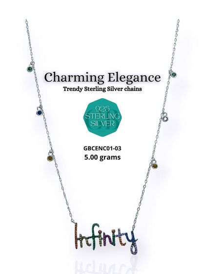 This "Infinity" pendant necklace symbolizes endless possibilities. Crafted from 92.5 sterling silver, the multicolor stone pendant adds a vibrant and meaningful touch to your jewelry collection.