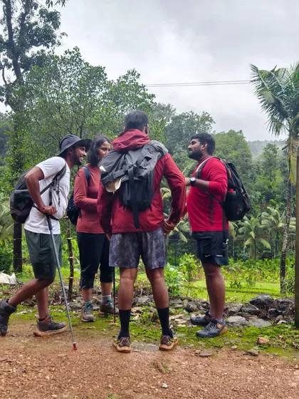 Our trek lead briefing the group before starting the day's adventure. Safety and clear guidance are our top priorities.