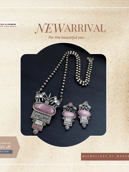 Another look at the pink 'Polishing Dreams' necklace set, highlighting the new arrival and the special discount. It's a beautiful set for the beautiful you.