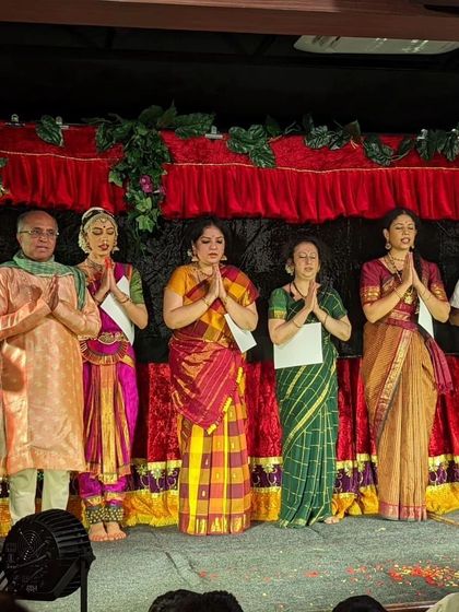 Our artists taking a final bow. We are a team of dedicated puppeteers, dancers, and musicians who share a passion for Indian culture and storytelling.