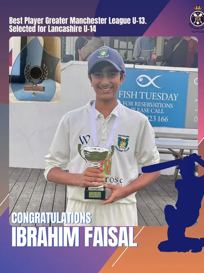 Our training prepares players for global opportunities. Congratulations to Ibrahim Faisal for being named Best Player in the Greater Manchester League U-13 and getting selected for the Lancashire U-14 squad in the UK.
