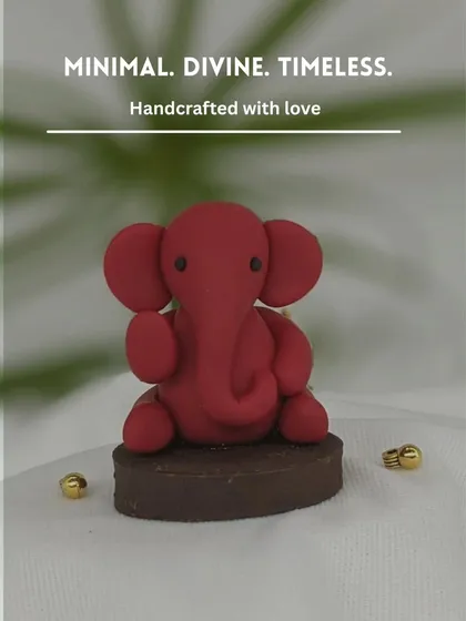 Minimal, divine, and timeless. This simple red Ganesha idol is perfect for a modern home or car dashboard, offering blessings in a clean, elegant form.