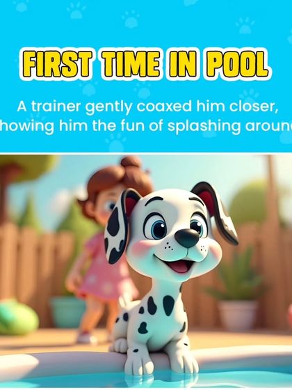 For his first time in the pool, a trainer gently coaxed Max closer. We show every dog the fun of splashing around to build their confidence.