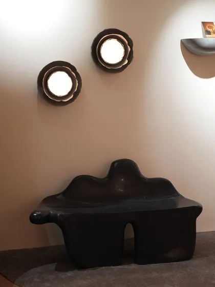 Scenes from our Nature's Alchemy Collection exhibit at India Design Mumbai. Showcasing our sculptural art pieces, including the winged Pakhru chair, the dark Coral bench, and whimsical cactus sculptures.