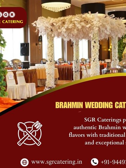 Our Brahmin wedding catering provides authentic flavors with traditional recipes and exceptional service. This image of an elegant wedding hall reflects the high standard of events we cater for.