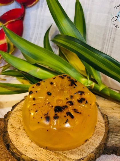 The star of the Rakhi box, my Turloe soap. Made with turmeric and aloe, it’s a nourishing treat for the skin.