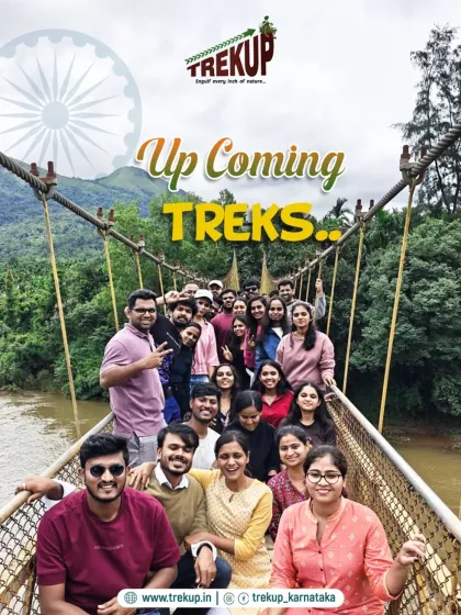 A happy group posing on a suspension bridge, a common and exciting feature on many of our treks in the Western Ghats.