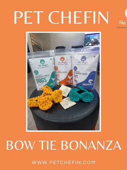 Announcing our Bow Tie Bonanza! For a limited time, receive a stylish, eco-friendly bow tie with your order of our delicious air-dried treats.