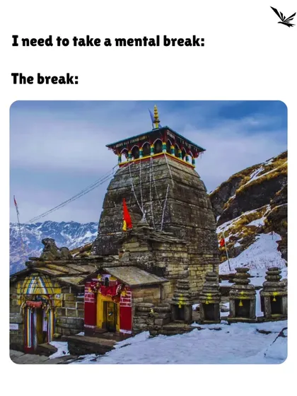 The majestic Tungnath temple covered in a blanket of snow. This is the view that awaits you on our winter treks, a truly divine and peaceful experience.