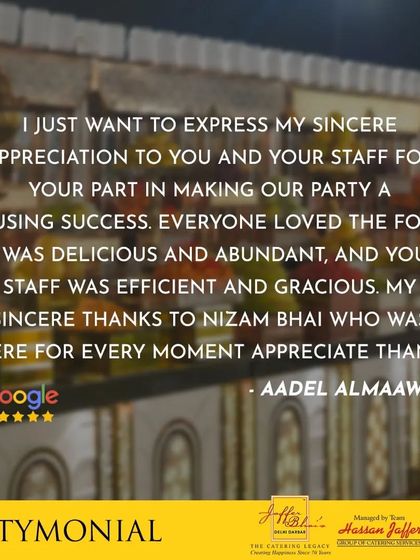 This "Tastymonial" from a happy client highlights the key elements of our service: delicious and abundant food, and efficient, gracious staff. We are thankful for their appreciation and are glad we could make their party a rousing success.