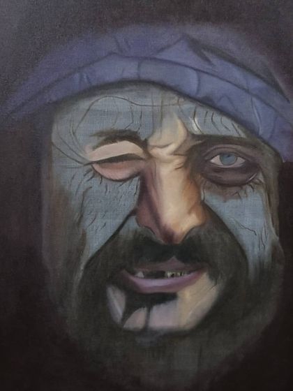 Continuing with the underpainting, adding more definition to the wrinkles and features. This stage is like creating a detailed map for the final layers of color.