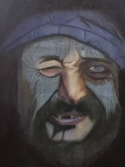 Continuing with the underpainting, adding more definition to the wrinkles and features. This stage is like creating a detailed map for the final layers of color.