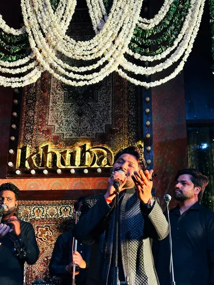 Singing with passion during a Sufi night at Khubani, Delhi. The traditional decor and our music created a truly authentic mehfil experience.