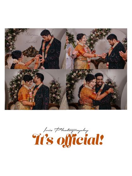 Another "It's official!" collage, capturing four distinct moments from the ring ceremony, telling a complete story of the event.