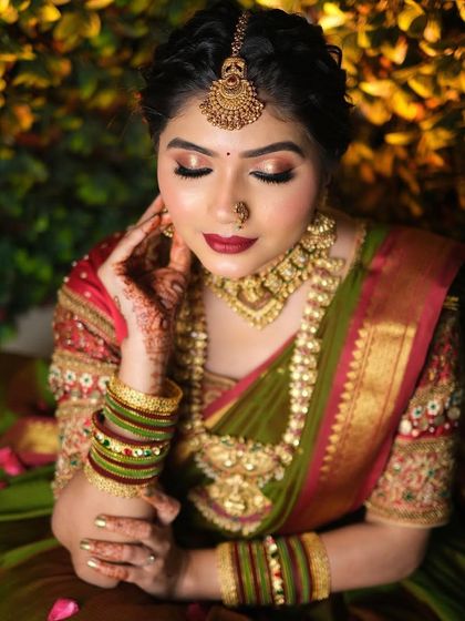A final shot from our South Indian bridal demonstration, capturing the serene and beautiful essence of a bride ready for her big day.