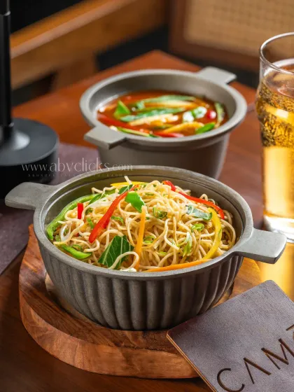 A comforting bowl of Hakka noodles from Camo, Noida.
