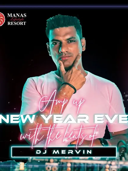 The official poster for my New Year's Eve performance at Manas Lifestyle Resort, where I welcomed 2023 with a bang.