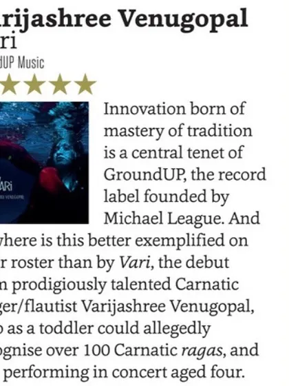 Another excerpt from the glowing Songlines review. It acknowledges that the album is a perfect example of "innovation born of mastery of tradition."