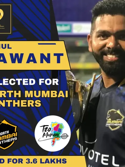 Rahul Sawant will represent the North Mumbai Panthers after being sold for 3.6 Lakhs in the T20 Mumbai league.