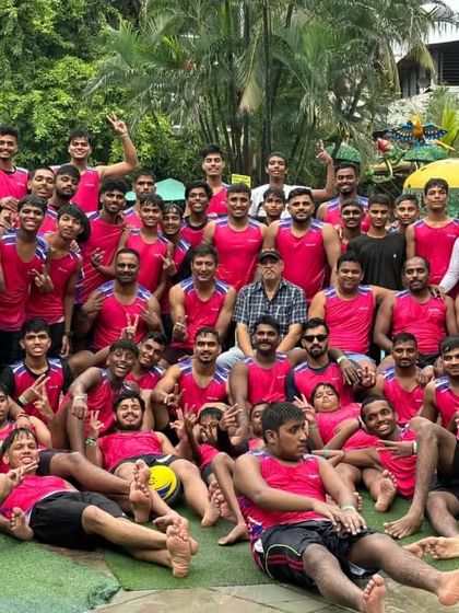 The entire Vijay Club family, from juniors to seniors, in a massive group photo during our annual trip.