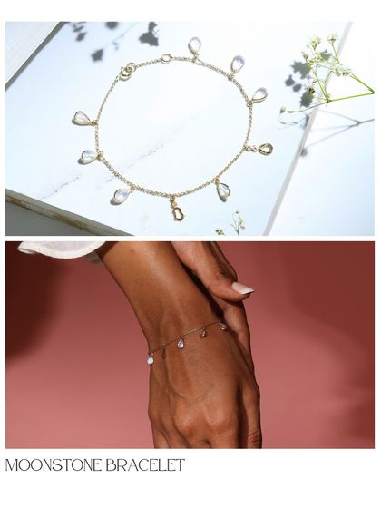 The moonstone bracelet featured as a thoughtful gift idea. Its delicate design and meaningful stone make it a perfect present for a loved one.