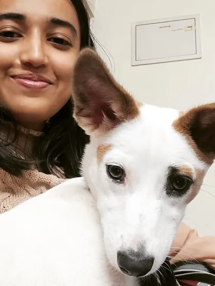 Getting selfies with a puppy is a lesson in patience and a whole lot of kisses. Working with puppies is about embracing their playful energy while gently guiding them on how to interact appropriately.
