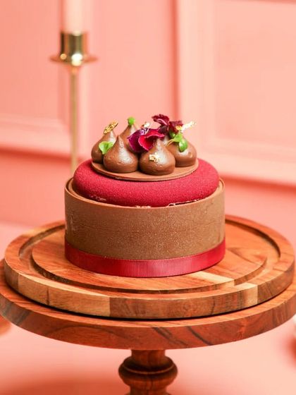 A full view of our Chocolate Strawberry Entremet, a perfect excuse for a decadent sweet treat to start the new year.