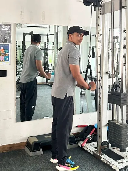A candid shot during a strength training session in Noida.