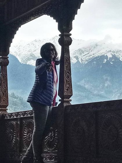 A moment of quiet at Naggar Castle in Manali, with the Himalayas in the background. We always make time to connect with the history and beauty of a region.