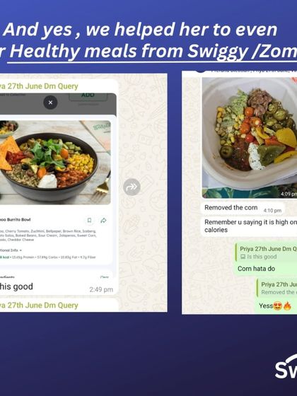 Priya from Mumbai went from XL to M, losing 8 kgs and 6 inches. She ate her staple desi food, including idli and roti with sabji, and even learned how to order healthy meals from Zomato. Her feedback highlights the discipline she gained through portion control.