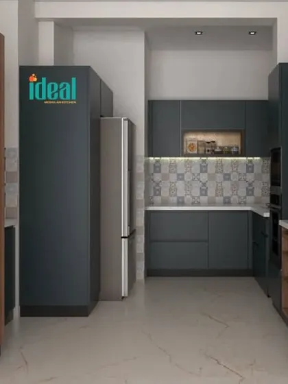 Here, you can see the thoughtful combination of a bar unit, crockery display, and functional kitchen storage. I designed this space to be multi-purpose, serving daily needs while being ready for guests at a moment's notice.