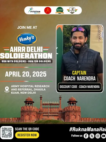 A promotional poster for the Delhi Soldierathon, a run for and with our soldiers. I am proud to organize patriotic events that support our armed forces.