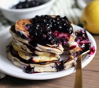 Yes, you can have pancakes! This is my high-protein, sugar-free take on blueberry pancakes. I make them with protein-rich flour and natural sweeteners so you can enjoy a delicious breakfast without any guilt.