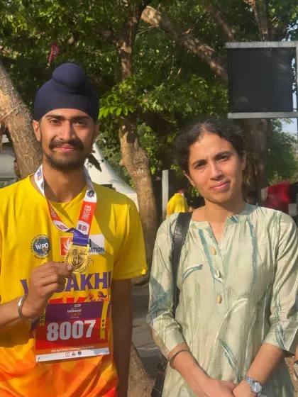 Sharing the victory with my sister after a successful marathon. The support of family is a crucial part of any athlete's journey.
