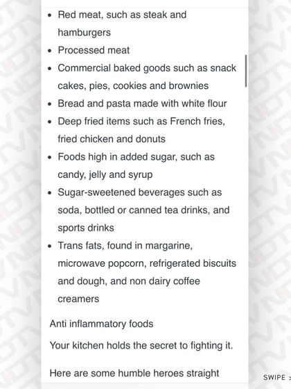 The list of inflammatory foods from my NDTV feature includes red meat, processed baked goods, and sugar-sweetened beverages.