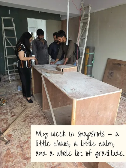 A snapshot from a site visit, where the chaos of construction is slowly turning into a calm, ordered space. There's nothing like seeing the designs on paper begin to take shape in the real world.