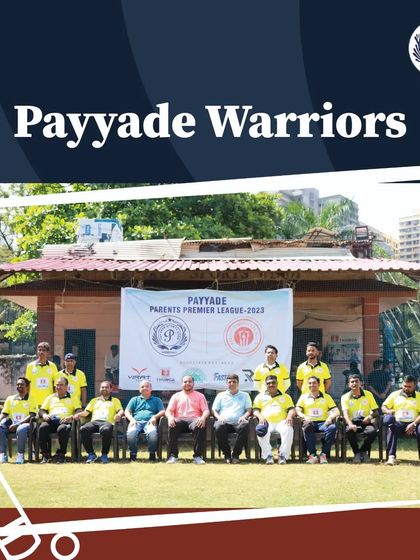 The Payyade Warriors team in their yellow jerseys, ready for their match in the Parents Premier League 2023.