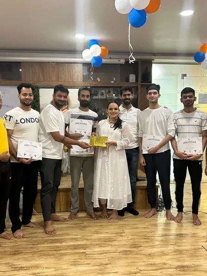 The first runner-up team, "Yog Mitra," celebrating their achievement. Healthy competition and mutual support are part of our community spirit.