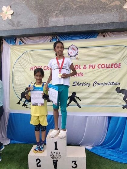 A fantastic result for Lavanya, winning a silver medal at the Holy Cross inter-school competition. Her smile on the podium says it all.