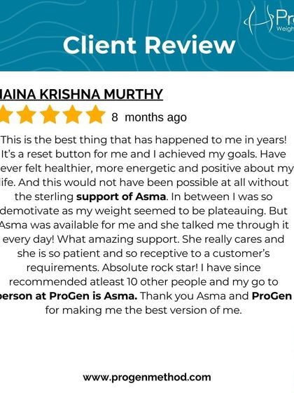 Naina Krishna Murthy calls our program "the best thing that has happened to me in years." She highlights the incredible support from her dietitian, Asma.