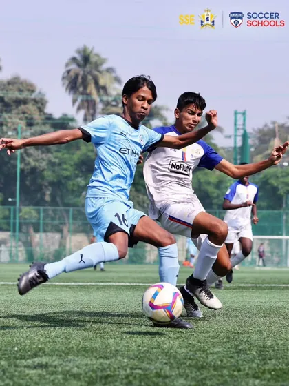 An intense moment from an AIFF Youth League match, with our U17 player challenging an opponent. High-level competition is a crucial part of our development process.