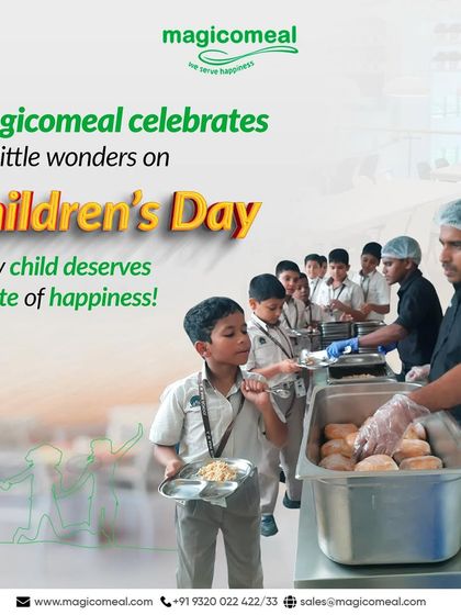 We believe every child deserves a taste of happiness, especially on Children's Day. This image shows our team serving students with a smile, as part of our mission to elevate the lunchtime experience for young scholars.