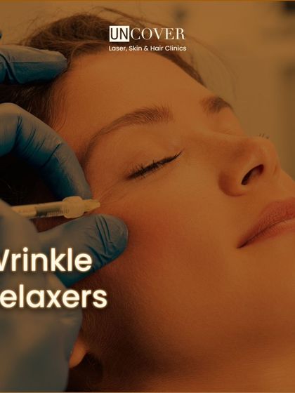 A close-up of a wrinkle relaxer treatment in progress. Our dermatologists are experts in facial anatomy, ensuring each injection is placed precisely for the best and most natural-looking results.