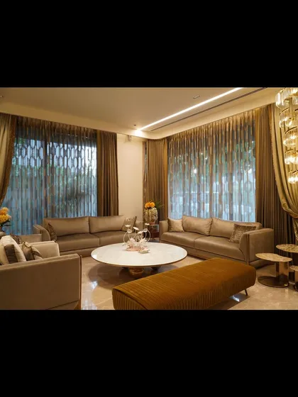 A glimpse into a recently completed project, showcasing a luxurious living room where we integrated full home automation. From automated curtains and mood lighting to a multi-room audio system, every element is designed for comfort and elegance.